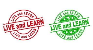 Grunge Surface ile Yaşam ve Öğrenme Yuvarlak Mührü