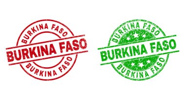 BURKINA FASO Yuvarlak Damga Mührü Grunge Dokusunu Kullanıyor