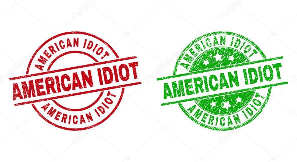 AMERICAN IDIOT Round Stamps Using Grunged Texture