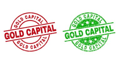 Çürümüş desenli altın kapital yuvarlak mühürler.