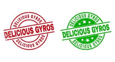 Çatlamış Yüzey Kullanılarak DELICIOUS GYROS Yuvarlak Rozetler