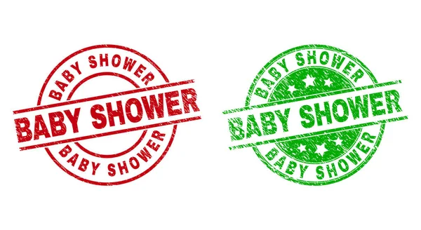 BABY SHOWER Ronde stempels met onrein oppervlak — Stockvector