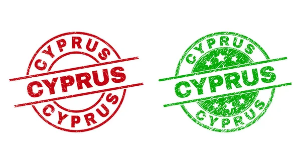 Okrągłe odznaki CYPRUS o skorodowanej fakturze — Wektor stockowy
