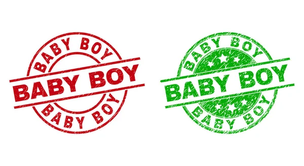 BABY BOY Runde Wasserzeichen mit Grunge-Textur — Stockvektor