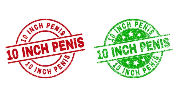 10 INCH PENIS Round Stamps Using Unclean Style — Vetor de Stock