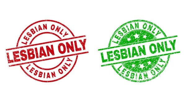 LESBIAN ONLY Round Stamps with Distress Surface — Stock Vector