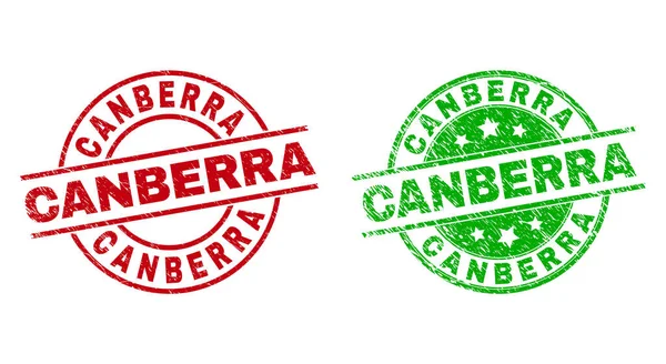 CANBERRA Runde Wasserzeichen mit zerkratzter Textur — Stockvektor