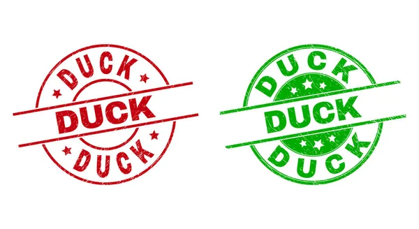 DUCK Round Watermarks Using Grunge Style — Stock Vector