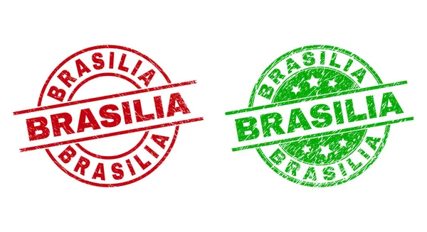 Pieczęcie okrągłe BRASILIA przy użyciu skorodowanej tekstury — Wektor stockowy