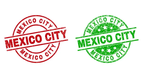 CIUDAD DE MÉXICO Insignias redondas con estilo corroído — Vector de stock