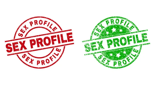 SEX PROFILE Round Seals with Scratched Texture — Stockový vektor