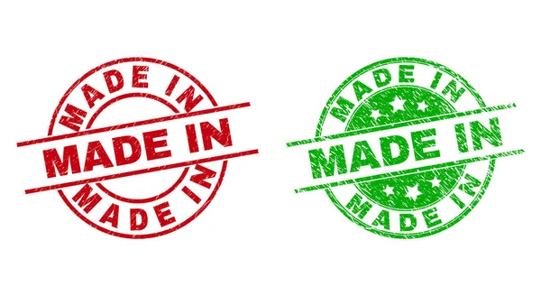 MADE IN Badges ronds avec style de détresse — Image vectorielle