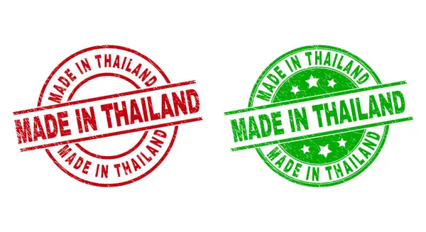 MADE IN THAILAND Ronde Badges met Grunged Surface — Stockvector