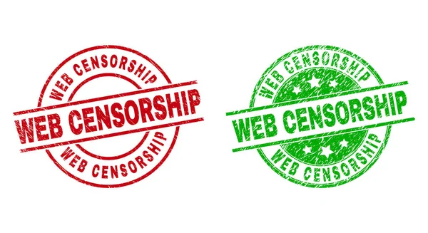 WEB CENSORSHIP Runde Abzeichen mit zerkratztem Stil — Stockvektor