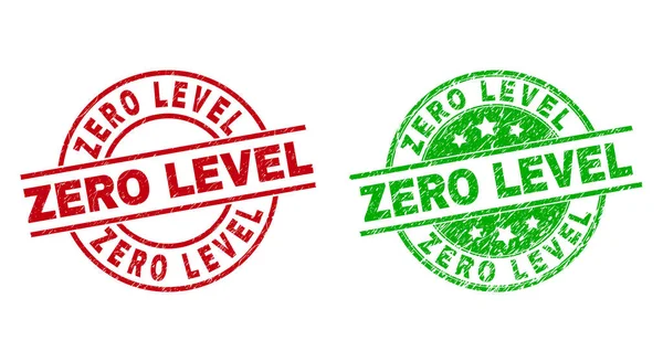 ZERO LEVEL Round Stamp Seals with Corroded Style — Stock Vector