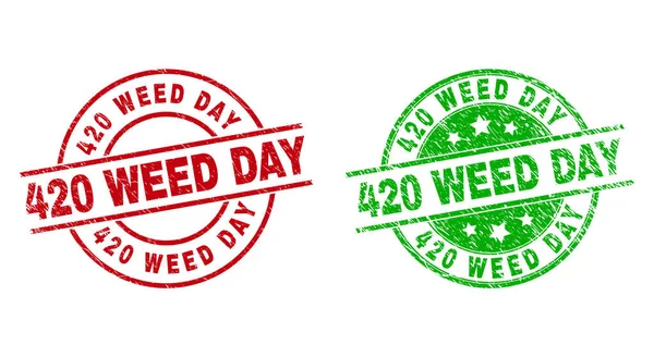 Sceaux ronds de timbre de 420 jours WEED avec surface en caoutchouc — Image vectorielle