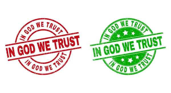 Στο Θεό εμπιστευόμαστε στρογγυλές σφραγίδες με ακάθαρτο στυλ — Διανυσματικό Αρχείο