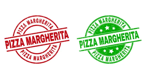 Selos redondos PIZZA MARGHERITA usando o estilo Grunge —  Vetores de Stock