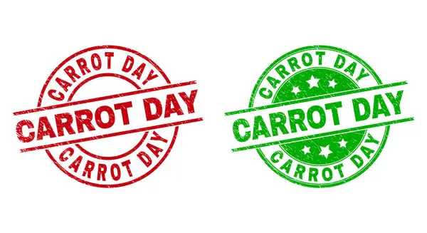 Selos de carimbo redondo CARROT DAY com textura riscada — Vetor de Stock