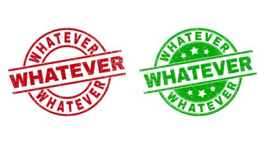 WHATEVER Round Seals Using Grunged Style clipart
