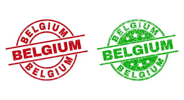BELGIUM Round Seals Using Distress Texture — Stock Vector