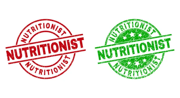 NUTRITIONIST Round Watermarks Using Scratched Texture — Stock Vector