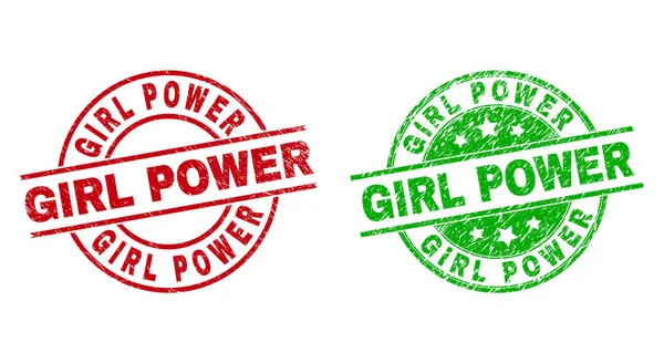 Distintivi rotondi GIRL POWER con stile in gomma — Vettoriale Stock