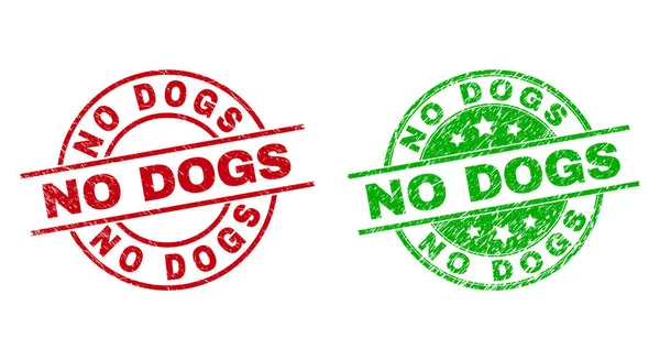 NÃO DOGS emblemas redondos usando superfície riscada —  Vetores de Stock