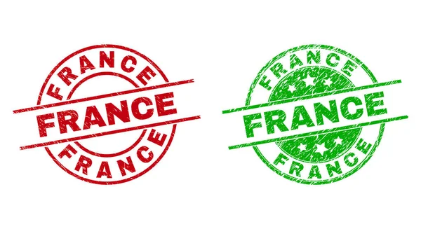 Okrągłe odznaki FRANCJI przy użyciu Grunged Texture — Wektor stockowy