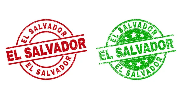 EL SALVADOR Ronde badges met beschadigd oppervlak — Stockvector
