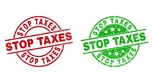 STOP TAXES Selos redondos usando textura corrodada —  Vetores de Stock