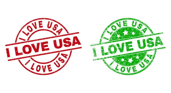 I LOVE USA Round Badges mit Grunge-Oberfläche — Stockvektor