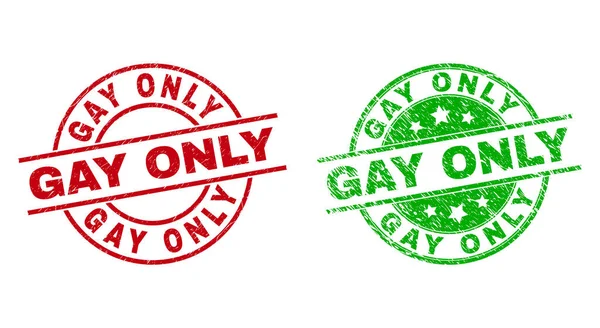 GAY ONLY Round Seals with Grunge Style — Stock Vector