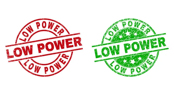 LOW POWER ronde badges met grunge textuur — Stockvector