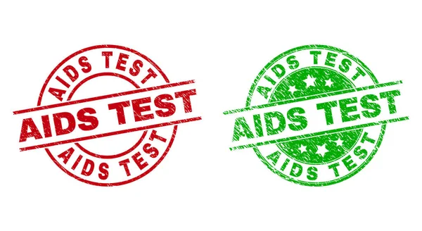 AIDS-test ronde badges met onreine textuur — Stockvector