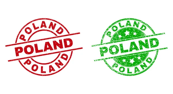 POLAND Round Stamp Seals with Unclean Texture — Stock Vector