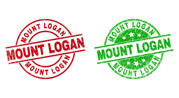 MONT LOGAN Timbres ronds avec Style Corrodé — Image vectorielle