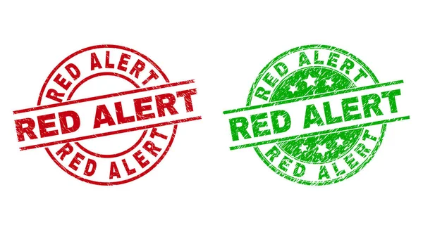 RED ALERT Sellos de sello redondos con estilo de angustia — Vector de stock