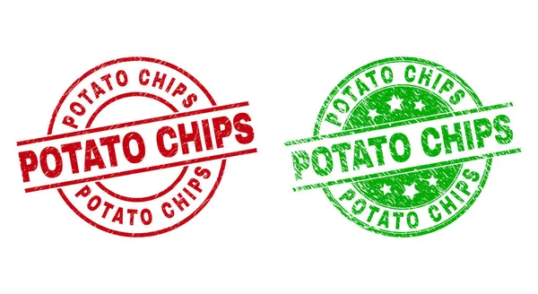 POTATO CHIPS redondas marcas de agua con estilo sucio — Vector de stock