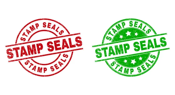 Selos de carimbo redondo de selos de carimbo de carimbo usando textura imlimpa —  Vetores de Stock