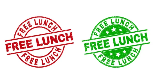 Grunge Stili Kullanılarak Ücretsiz Öğle Yemeği Rozetleri — Stok Vektör