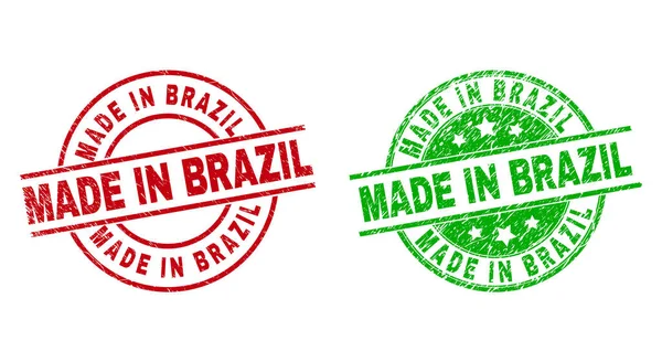 Сделано в BRAZIL круглые значки с разъеденной поверхностью — стоковый вектор