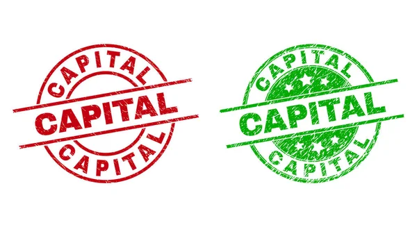 Emblemas redondos CAPITAL usando textura imlimpa — Vetor de Stock