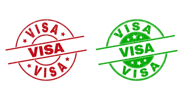 VISA ronde badges met onreine textuur — Stockvector