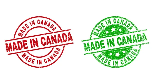 MADE IN CANADA Круглі значки Використовуючи подряпаний стиль — стоковий вектор