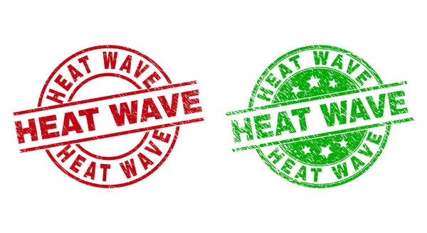 HEAT WAVE kulaté odznaky pomocí Grunge textury — Stockový vektor