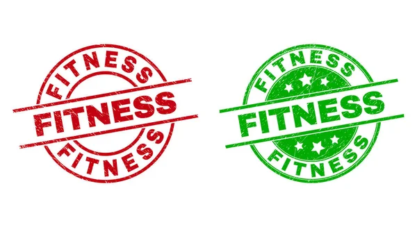 FITNESS Round Badges with Grunge Surface — Stock Vector