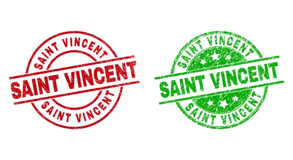 SAINT VINCENT Marcas de agua redondas usando textura rayada — Archivo Imágenes Vectoriales