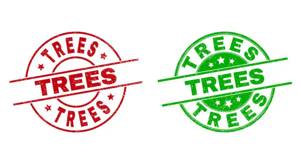 Okrągłe odznaki TREES o nieczystej fakturze — Wektor stockowy