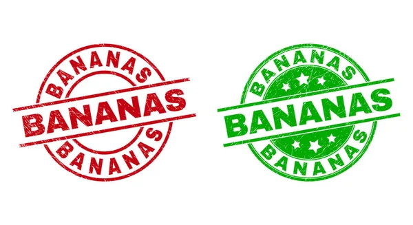 Znaczki okrągłe BANANAS przy użyciu Scratched Style — Wektor stockowy